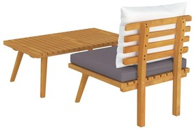 Set divani da giardino 2 pz con cuscini in massello di acacia
