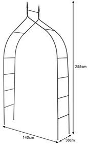 Costway Arco metallico per varie piante rampicanti, Pergolato da interno ed esterno per matrimoni 140x38x225cm Nero