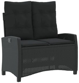 Set da pranzo da giardino 4 pz con cuscini nero in polyrattan