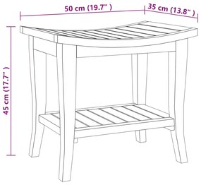 Tavolino da Bagno 50x35x45 cm in Legno Massello di Teak