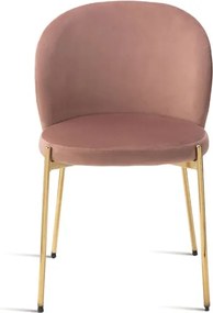 Sedia in velluto Cipria con struttura in metallo Oro MEGAN 2 sedie