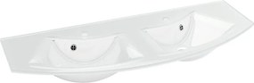 Lavabo a incasso ovale doppia vasca L 131 x H 1.2 x P 51.5 cm in vetro bianco lucido