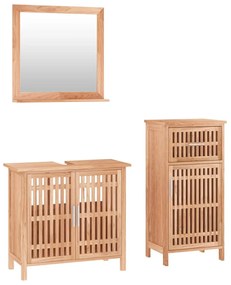 Set mobili da bagno 3pz in legno massello di noce