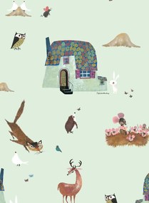 KEK Amsterdam Carta da parati Forest Animals - Green