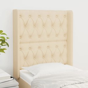 Testiera Ad Orecchio Crema 83x16x118/128 Cm İn Tessuto /