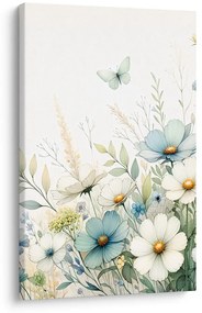 Quadro su tela – Fiori di prato con farfalle