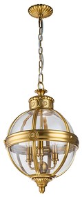 Lampadario Industrial Nordico Adams Acciaio Ottone Spazzolato Vetro 3 Luci E14