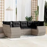 Set Divano da Giardino 6pz con Cuscini Grigio Chiaro Polyrattan 3221781