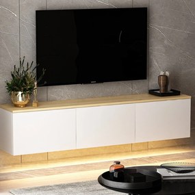 Mobile TV bianco-naturale effetto rovere 160x35x32 cm Neon - Kalune Design