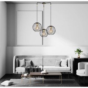 Lampadario Contemporaneo Omoikane Acciaio Nero 3 Luci E27 Ip20