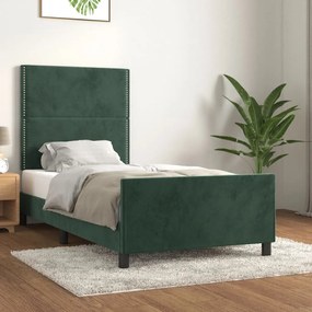 Giroletto Senza Materasso Verde Scuro 100x200 Cm İn Velluto /