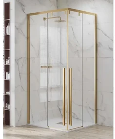 Box Doccia Soft-Close H200 8mm Anticalcare Profili Oro Spazzolato