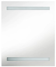 Armadietto bagno con specchio e led grigio lucido 50x14x60 cm