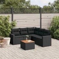 Set Divano da Giardino 6 pz con Cuscini Nero in Polyrattancod mxl 90832