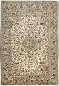 Kashan Tappeto 350x240 Beige (Iran) Annodato A Mano
