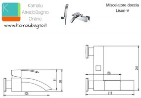 Kamalu - miscelatore vasca con doccetta e flessibile modello lison-v