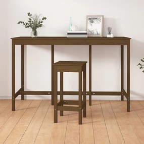 Tavolo Da Bar Ambra 180x80x110 Cm İn Legno Massello Di Pino /