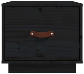 Comodino Nero 40x34x35 cm in Legno Massello di Pino