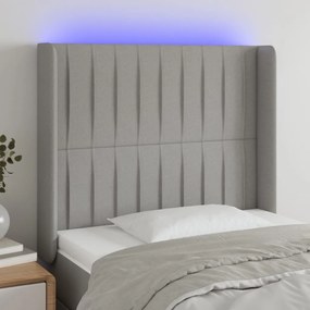 Testiera A Led Grigio Chiaro 83x16x118/128 Cm İn Tessuto /