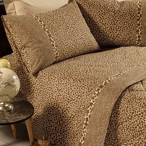 Completo Lenzuola in Cotone Leopard Singolo New Generation