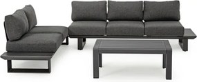 Salotto Angolare Da Esterno In Alluminio Con Cuscini E Tavolino Konnor Antracite Bizzotto