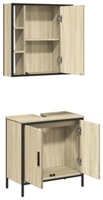 Set mobili da bagno 2 pz rovere sonoma in legno multistrato