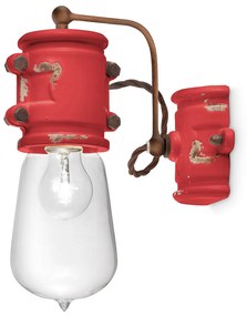 Applique Vintage Urban Ferro E Ceramica Rosso 1 Luce E27 22Cm