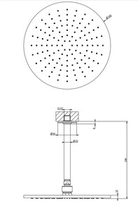 Soffione doccia 30 cm tondo anticalcare a soffitto orientabile nero opaco inciso 58252 Gessi