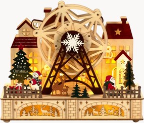 Decorazione natalizia a LED in legno di pioppo Amusement Park