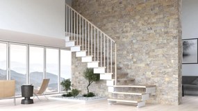 Scala a rampa ¼ di giro Gala IRIS, larghezza 60 cm, struttura in acciaio bianco, gradini in legno faggio, colore bianco