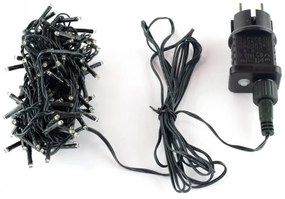 Catenaria Natalizia LED 8m con 8 GIOCHI DI LUCE, IP44 Cavo VERDE Colore Bianco Freddo 7500 - 8500 °K
