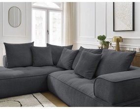 Divano angolare grigio scuro (penisola a sinistra/a L) con rivestimento in ciniglia Whesley – Bobochic Paris