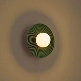 Plafoniera retrò verde con vetro opale - Lila