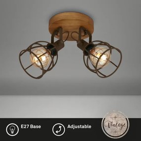 Brilo - Faretto VINTAGE 2xE27/25W/230V marrone