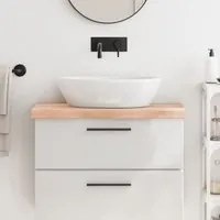 Piano Bagno 80x30x6 cm in Legno Massello Non Trattato 3156019