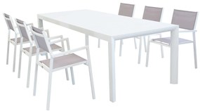 EQUITATUS - set tavolo in alluminio cm 180/240x100x75 h con 6 sedute