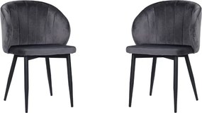 Sedia poltrona velluto imbottita con gambe in metallo MATILDE GRIGIO SET 2 PEZZI