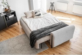Divano grigio chiaro allungabile/con contenitore e rivestimento in bouclé 244 cm Arcadova – ELTAP
