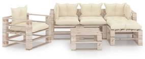 Set divani da giardino pallet 6 pz con cuscini in legno di pino