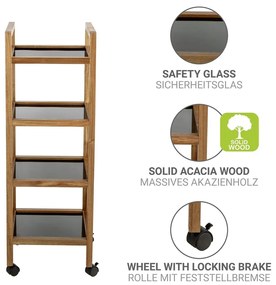 Scaffale per il bagno nero/di colore naturale in acacia massiccia 35x101,5 cm Fondi – Wenko