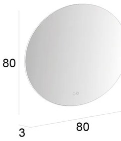 Specchio con illuminazione integrata bagno tondo Bohemia L 80 x H 80 x P 3 cm