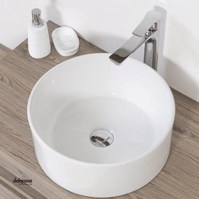 Lavabo D'Appoggio In Ceramica Bianco Lucido Diam.40