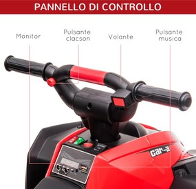 Mini Quad Elettrico per Bambini 12V Fari a LED Rosso...