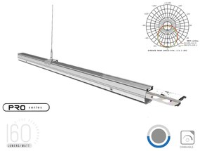 Plafoniera LED Lineare A Sospensione Follow 50W 150cm Lente Opale 120 Gradi 4000K IP20 Dimmerabile SKU-1364