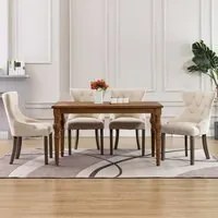 Sedie da Pranzo 4 pz Beige in Tessuto 3058303