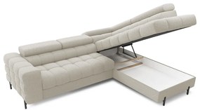 Divano angolare color crema allungabile/con contenitore (con penisola a destra/a L) e rivestimento in bouclé Ferucce – ELTAP