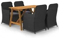 Set Mobili da Pranzo per Giardino 5 pz Nero 3068769