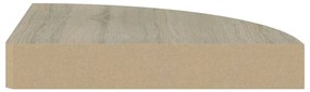 Scaffali angolari a parete 4 pz rovere 25x25x3,8 cm mdf