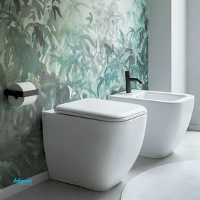 Ceramica Cielo "Shui Comfort" Coppia Di Sanitari Da Terra Filo Muro Senza Brida Bianco Lucido