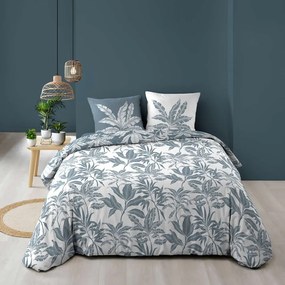 Set copripiumino e federa bianco/blu in cotone per letto matrimoniale ed esteso 240x220 cm Hera – douceur d'intérieur